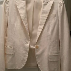 Pre-Owned Cream and Pink Pin Stripe Theory Single Breast Blazer size 4